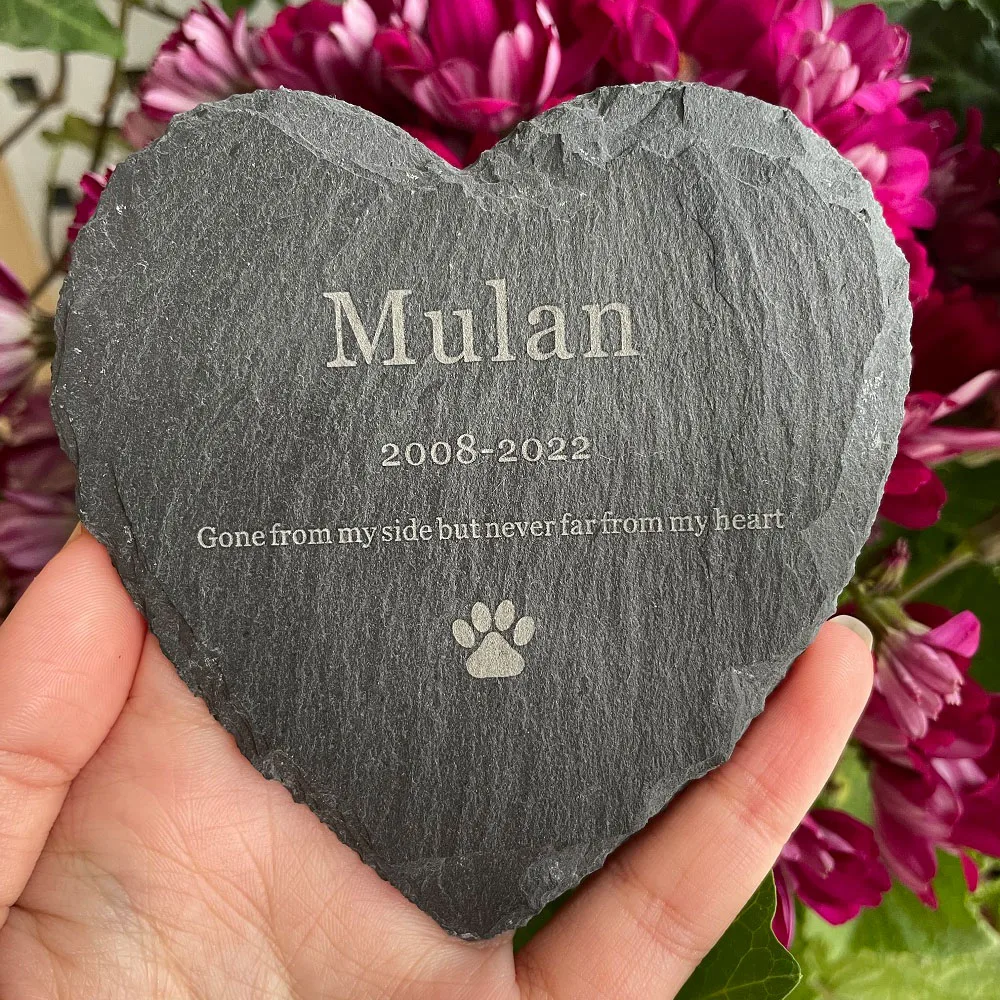 Personalized Pet Memorial Stone, Custom Engrave Dog Cat Memorial Plaque Grave Stone, Heart Rock with Pets Name, Pet Loss Gift