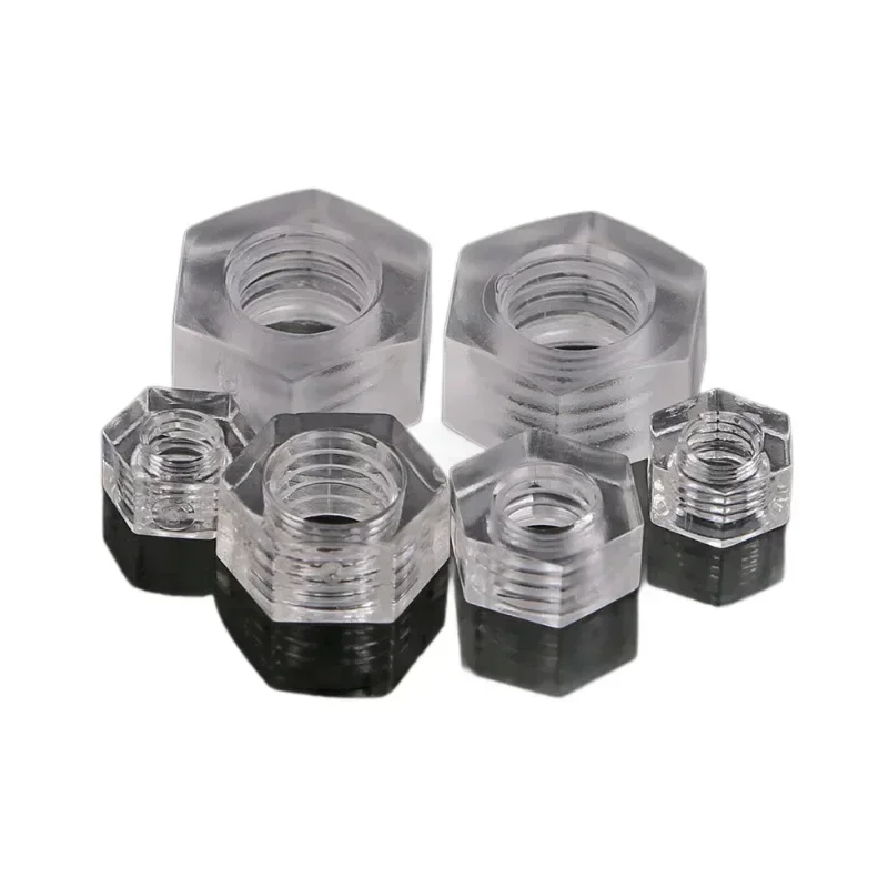 10/50pcs M2 M2.5 M3 Acrylic PC Transparent Hex Nut Polycarbonate Hexagon Locking Nuts For Lighting Lamp Installation Screws Cap