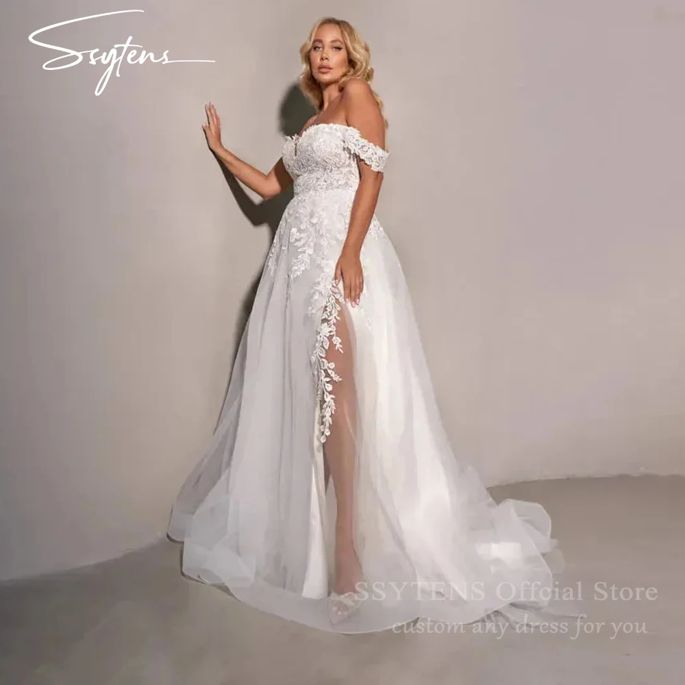 SSYTENS A-line Appliques Abiti da sposa Sweetheart Tulle con spalle scoperte Abito da sposa Donna Abiti da sposa Robe De Mairee Personalizzato