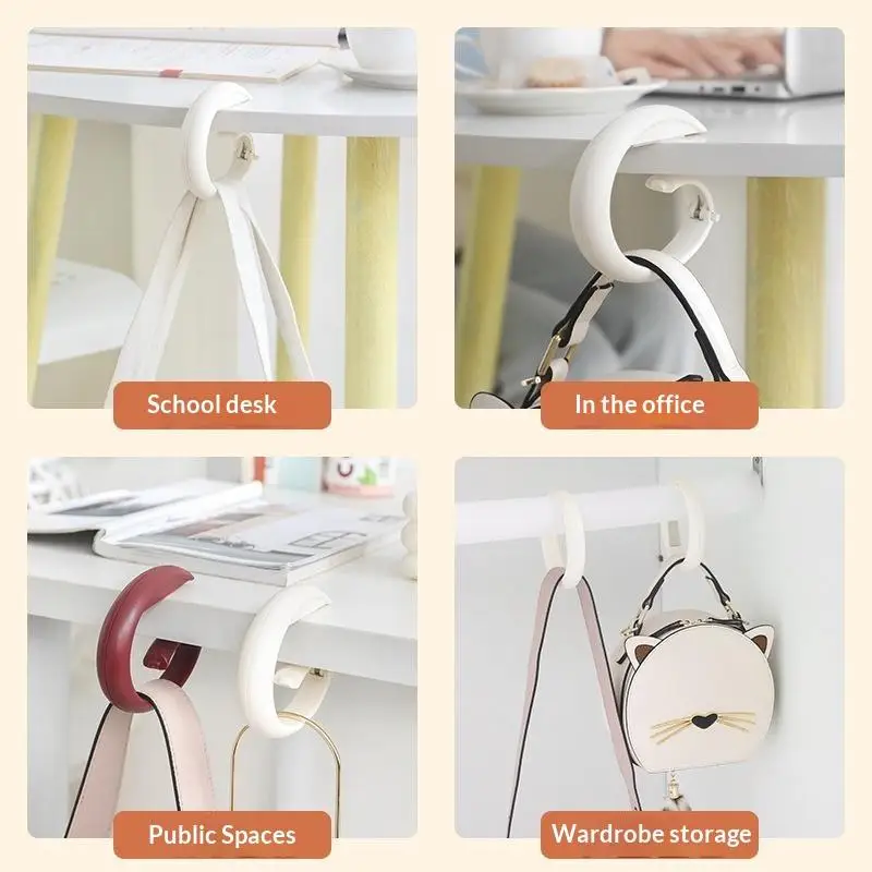 Portable Desk Bag Hook Foldable Table Side Hanging Holder No Drill Purse Backpack Hanger For Student Office Use