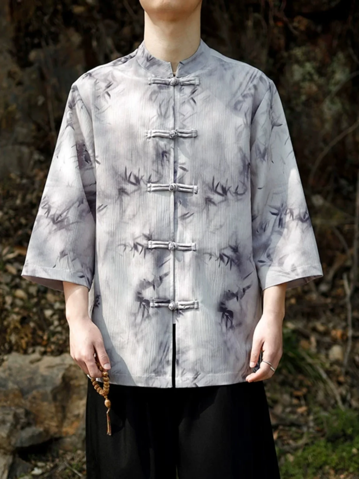 

Loose Fit Men's ort Sve irt Summer Sle Button up Chinese Traditional Print Slimmer Fit Youthful Printed Cotton irt
