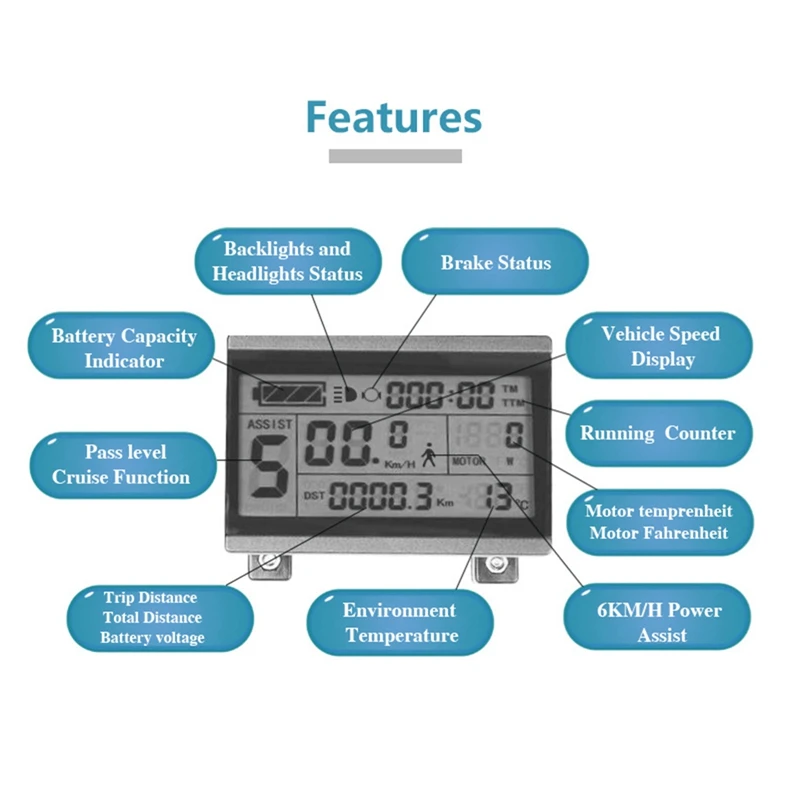 KT Brushless Controller Governor 1000W-1500W Suitable For Electric Bicycle Motor LCD3 LED Display Waterproof Connector Durable