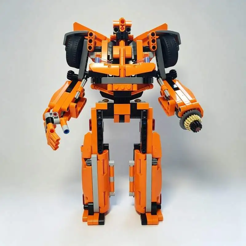 461PCS Orange Transforming Robot Building Blocks Vehicle Conversion Model DIY Assembly Toy Creative PopularDisplay Festival Gift