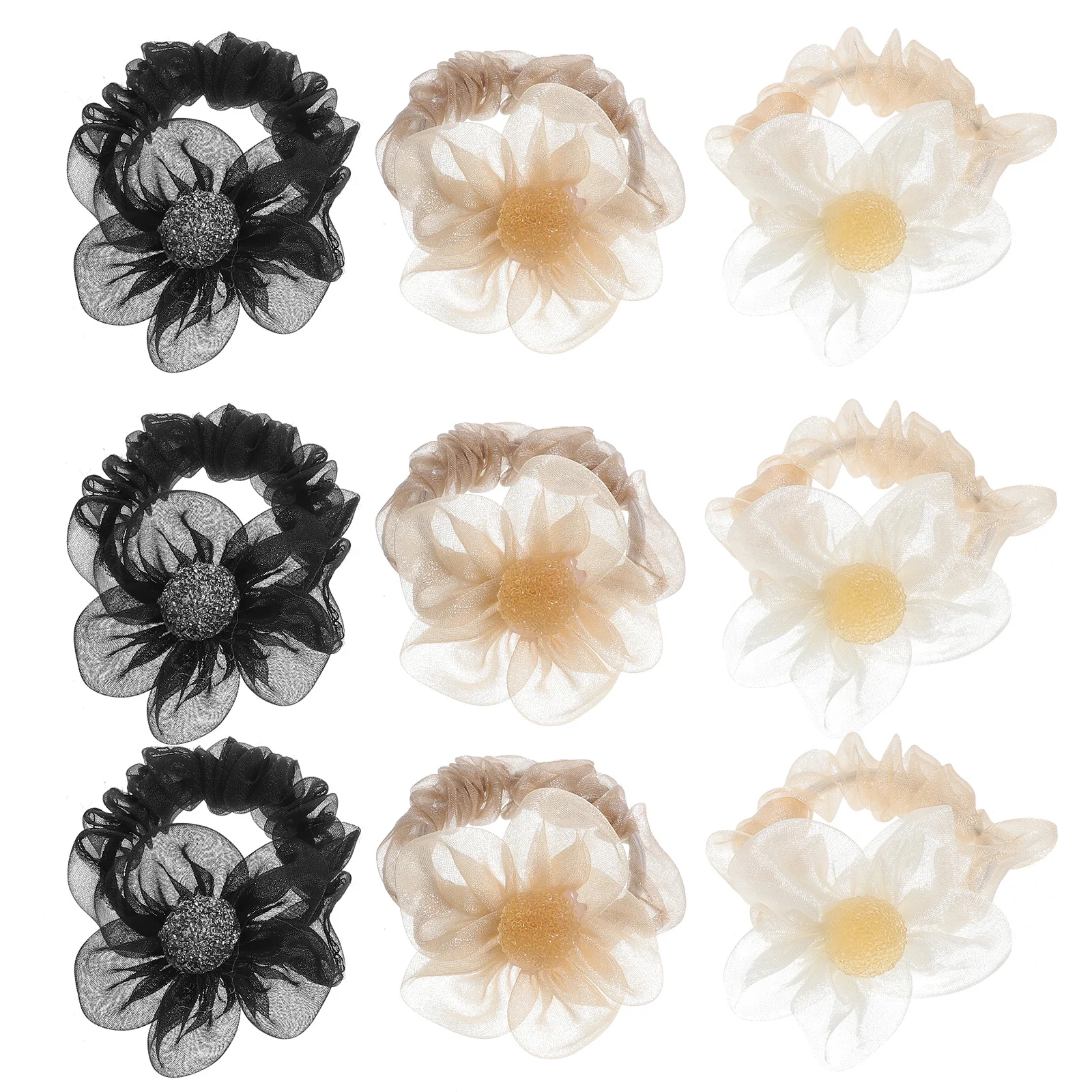 

9 pcs Flower Scrunchies For Women Floral Ties Elastic Ponytail Holder Cute Hair Rope Decorative Scrunchies Daily Wear