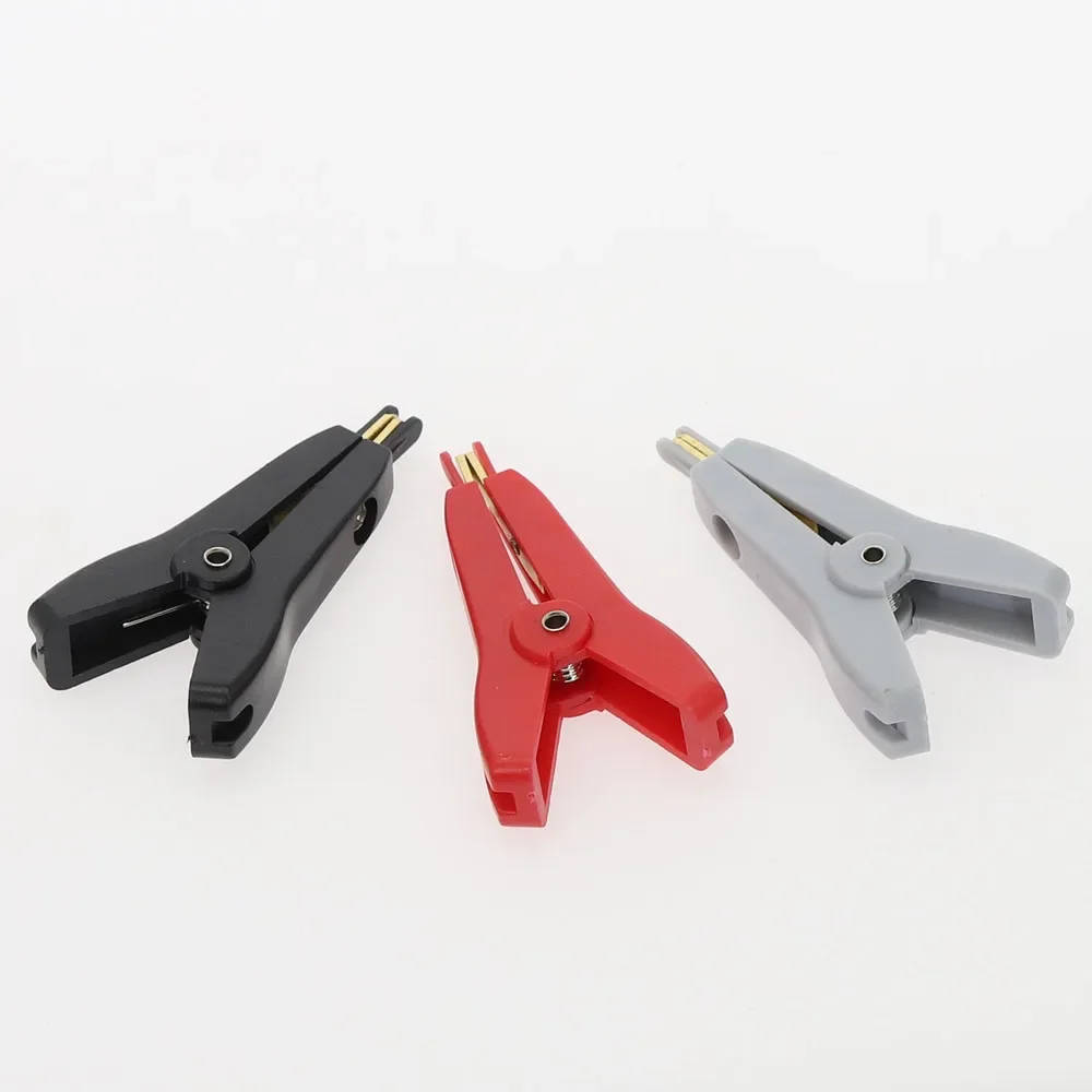 1pcs LCR Kelvin Alligator Clip 52mm Kelvin Copper Gold Plate Clip Grey Black Red