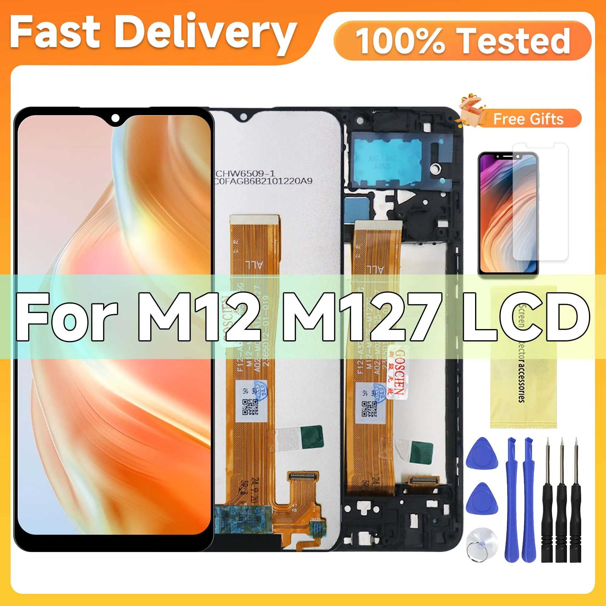 6.5 "m12 display para samsung galaxy m12 m127 display lcd digitador da tela de toque SM-M127F/dsn para samsung m12 a12 a125f lcd