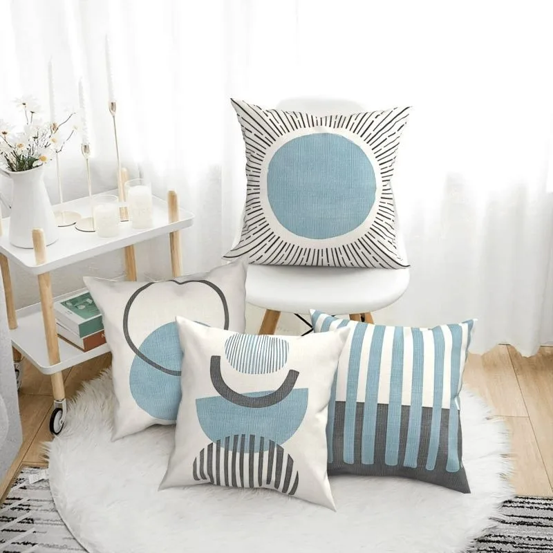 

Black and White Geometric Pattern PillowcaseBedroom Living Room Sofa Home Decor Polyester Cushion Cover with Zipper