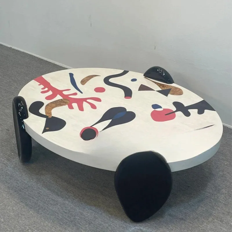 Graffiti coffee table light luxury oval  artist hand-painted art coffee table