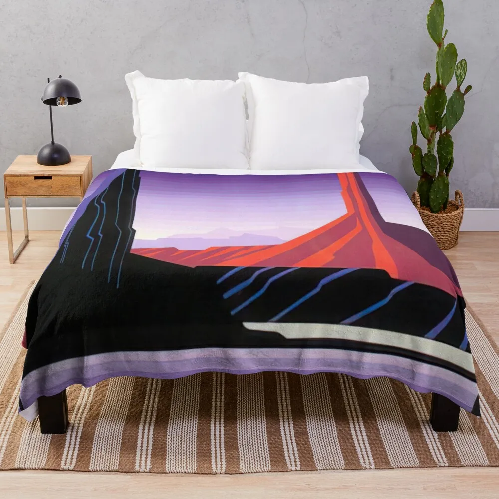 Eyvind Earle - Beneath A Silent Sky Throw Blanket Flannels Decorative Beds Nap Blankets