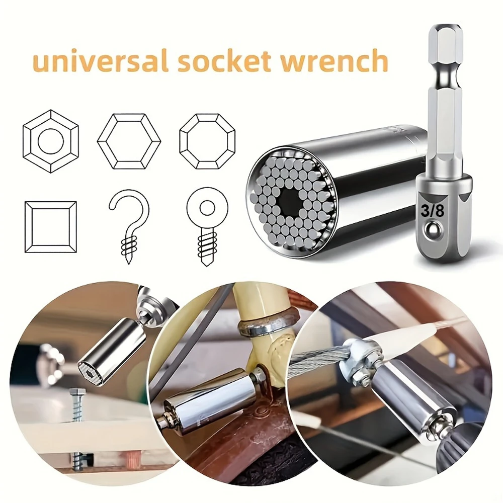 7mm~19mm Multifunctional Universal Socket,with 3/8in Rod,2pcs/set,Magic Ratchet Professional Socket Wrench,Auto Repair Tool Set view 5