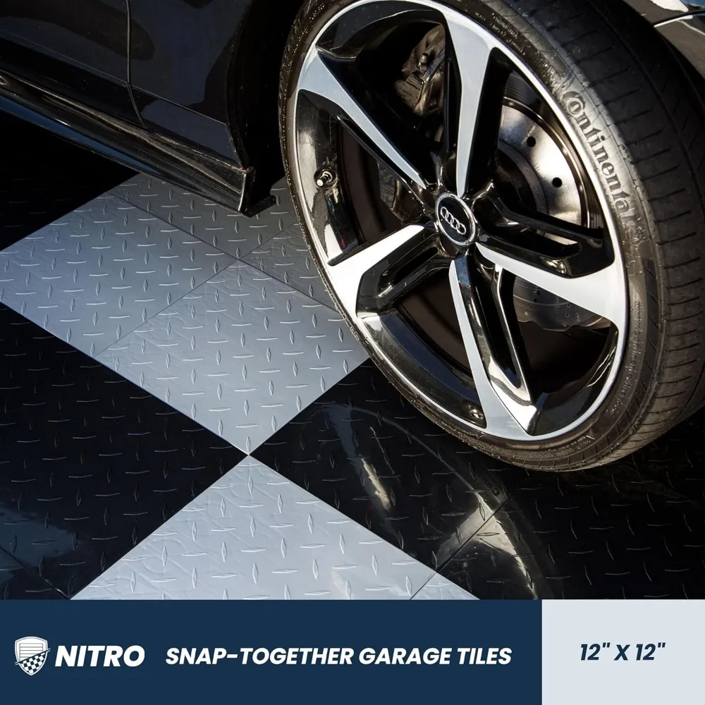 بلاط أرضية جراج بلاستيكي متشابك 12 × 12 غير قابل للانزلاق لتنظيم المرآب والسلامة