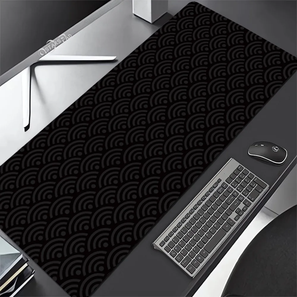 Japanese Seigaiha Wave Large Gaming Mouse Pad XL Minimalist Wave Pattern Desk Mat Extended Mousepad for Zen Home Decor