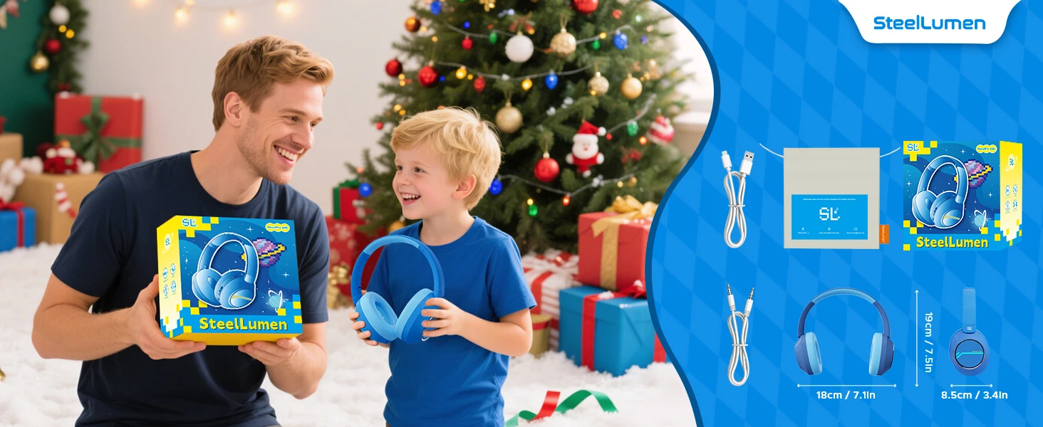 Kabellose Bluetooth-Kopfhörer für Kinder, aktive Geräuschunterdrückung, sichere Lautstärke, faltbares Headset mit Mikrofon für Kinder und Teenager – Detail 5