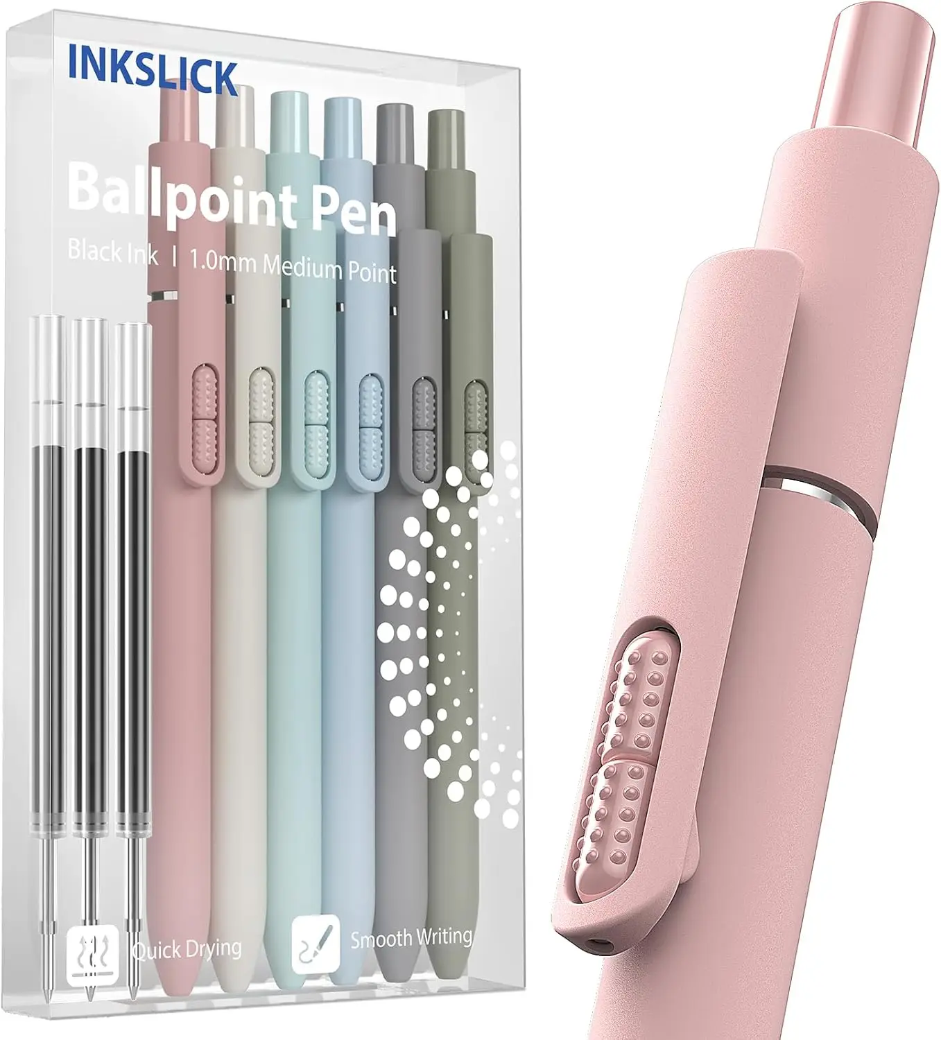 

9 Pack Black Ballpoint Pens 1.0mm Medium Point Smooth Writing Retractable Fidget Pens with 3 Refills for Office School