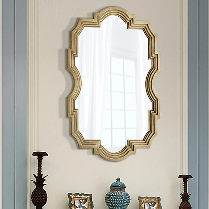 European Neoclassical wall-mounted toilet bathroom  Makeup Special-shaped enigma mirror Wall-mounted vanity mirror