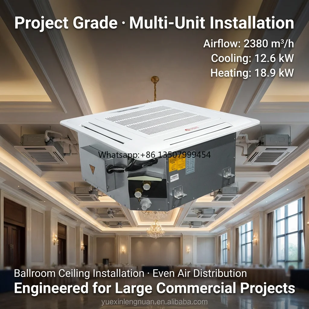 

2380m³/h Airflow 4-Way Ceiling Cassette Fan Coil Unit High Capacity Chilled Water Fancoil for Commercial Restaurant
