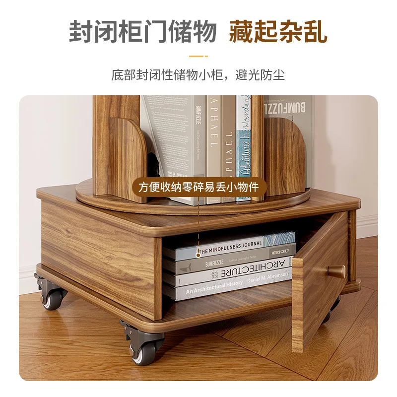AOLIVIYA Rotating Floor Bookcase Cabinet Library Shelves Desk Bookshelf Storage Rack Kids Display Mobile Stand