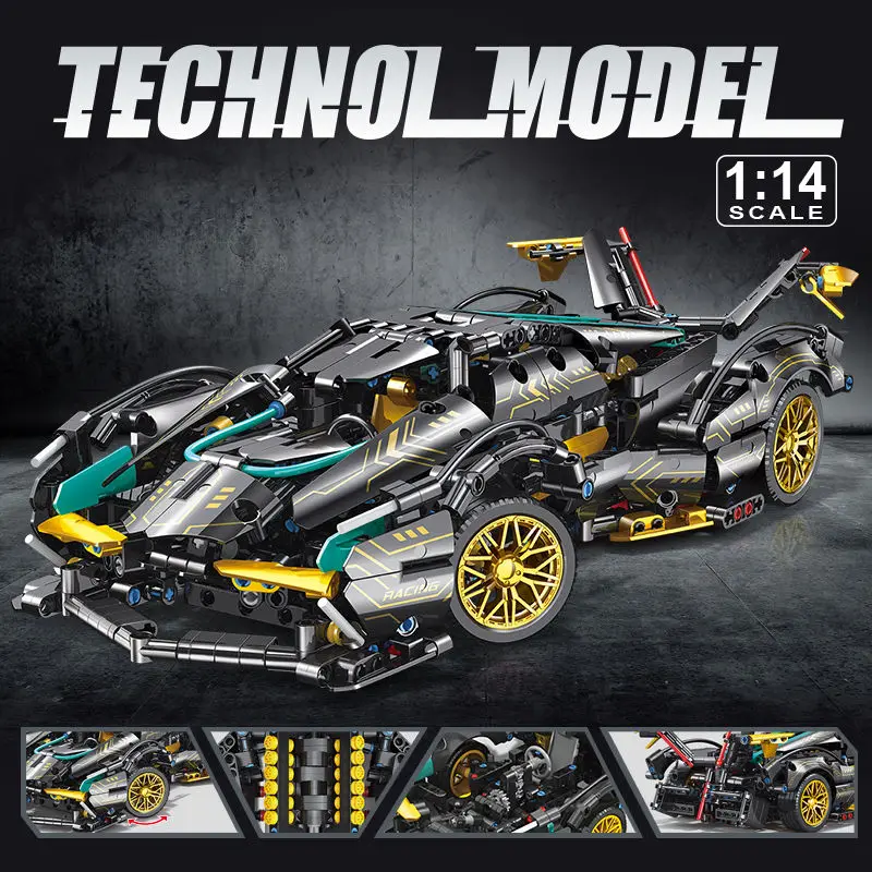 Technical Lamborghinied V12 concept remote control sports car building blocks 1012 pcs birthday gifts for boys and kids