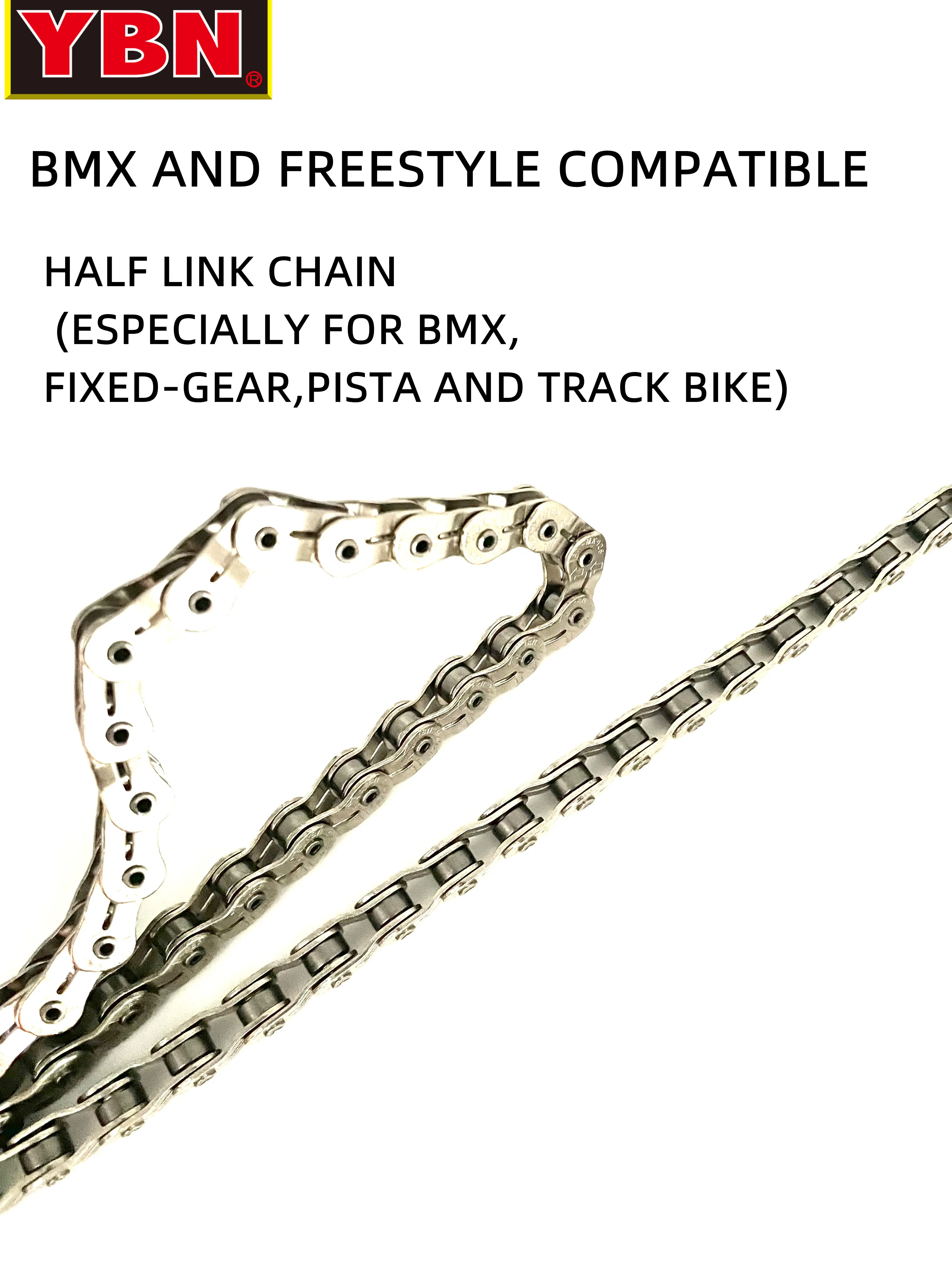 YBN Single-speed Half-Link Bicycle Chain MK926 102L Suitable for Single-speed Bicycles Like Fixed Gear Bikes Track Bikes