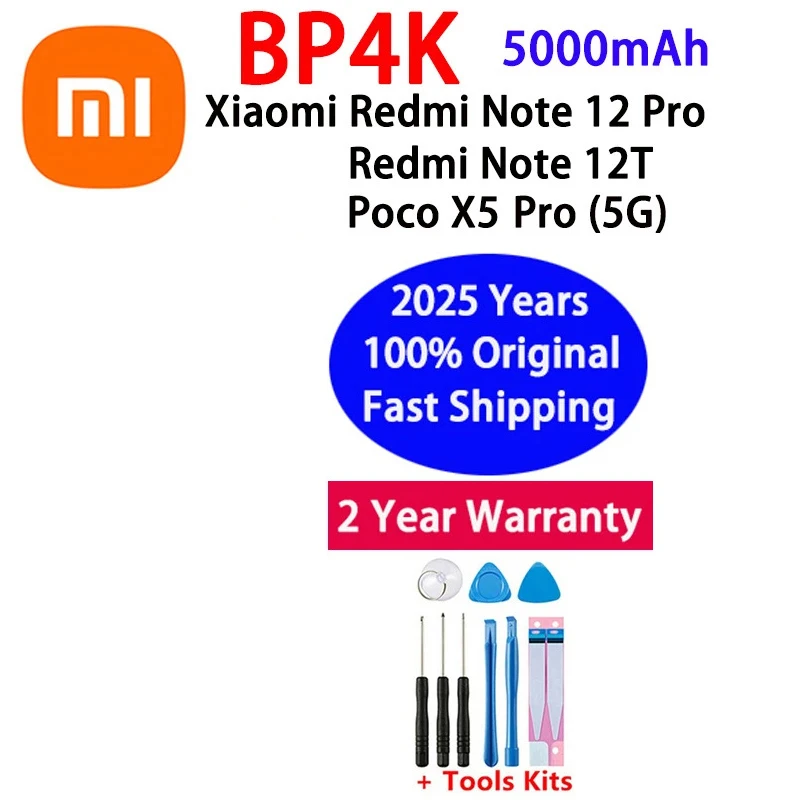 

Высокое качество, новый 100% оригинальный сменный аккумулятор BP4K емкостью 5000 мАч для Xiaomi Redmi Note 12 Pro/Note 12T poco x5 Pro, аккумуляторы