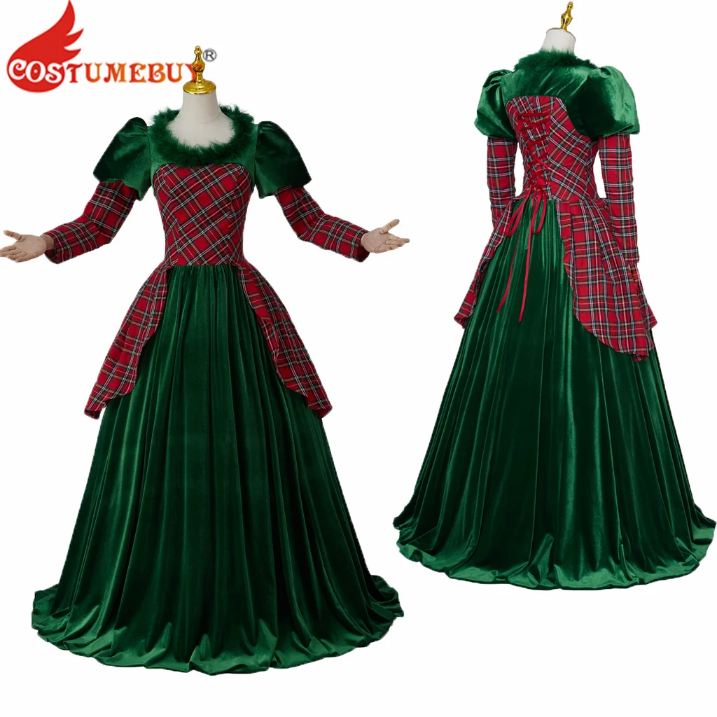 

Tartan Christmas Dress Fancy Ball Gown Women Vintage Plaid Dress Halloween Carnival Party Dress Ladies Xmas Clothes