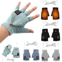 USB Electric Heated Gloves Adjustable Temperature Full Half Finger Warmer Touchscreen Fingerless Hands Warmer Warm Winter Warmer