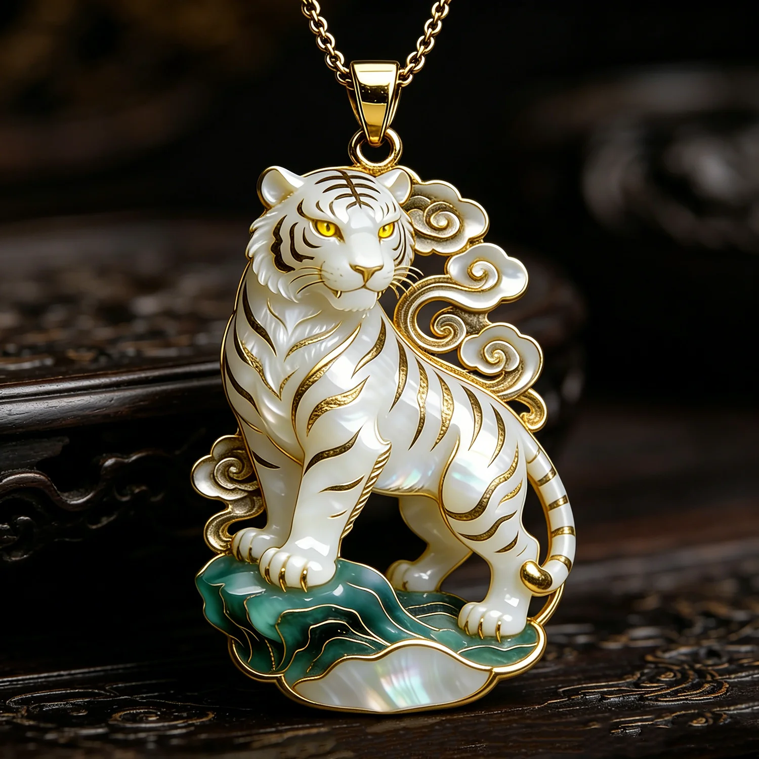 Image of Collares Tendencia 2026 Weiße Tiger-Halsketten und Anhänger Luxus-Schlüsselanhänger Rucksack-Hängeornament Geschenk für Freunde Schmuck