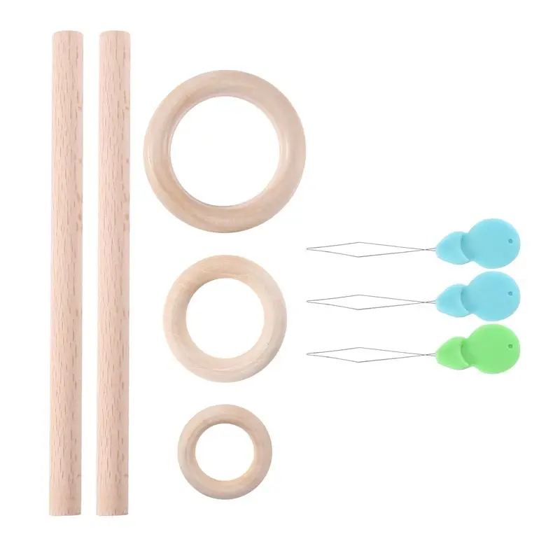 FLYY-Makramee-Baumwollschnur 3 mm mit Makramee-Perlen, Holzseil, Holzstab mit Haken für Pflanzenwandhalterungen, Makramee-Set – Detail 5