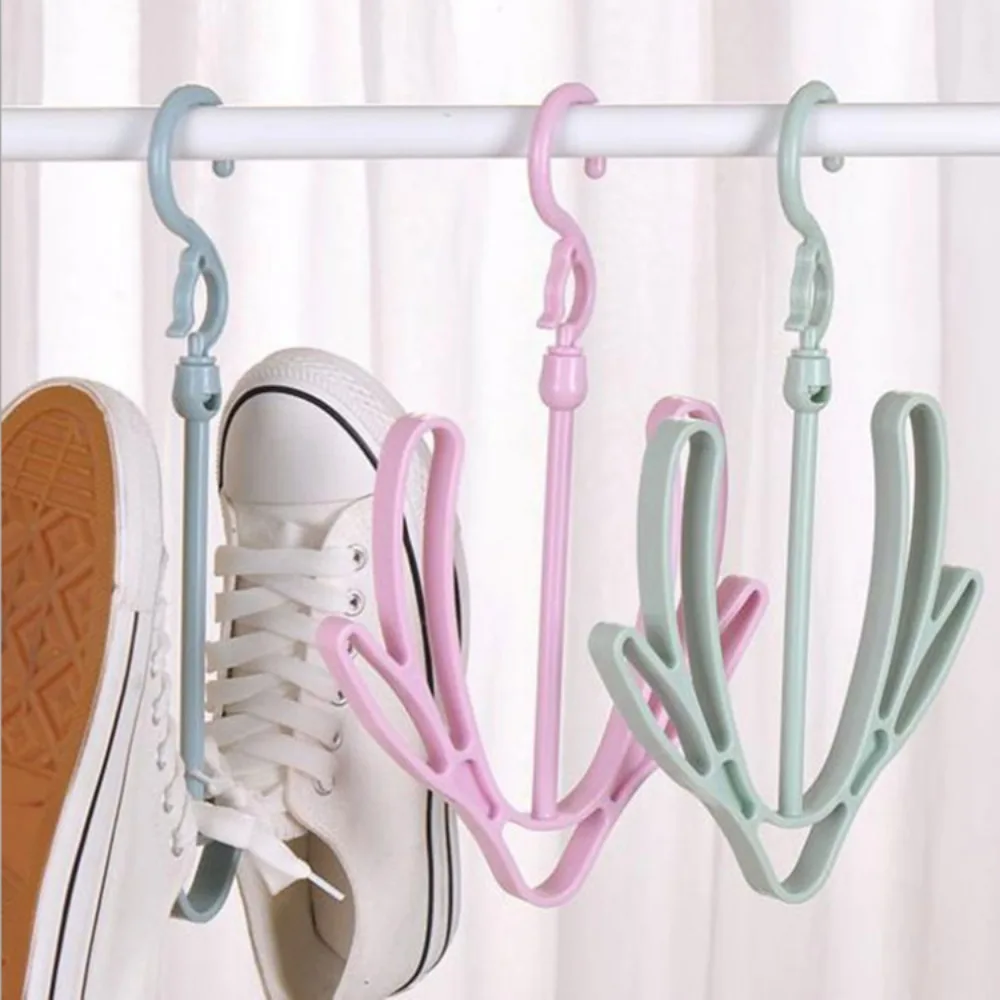 2Pcs Creative Rotatable Shoe Hanger Plastic Hanging Shoe Organizer Double Hook Multifunctional Shoe Rack Household