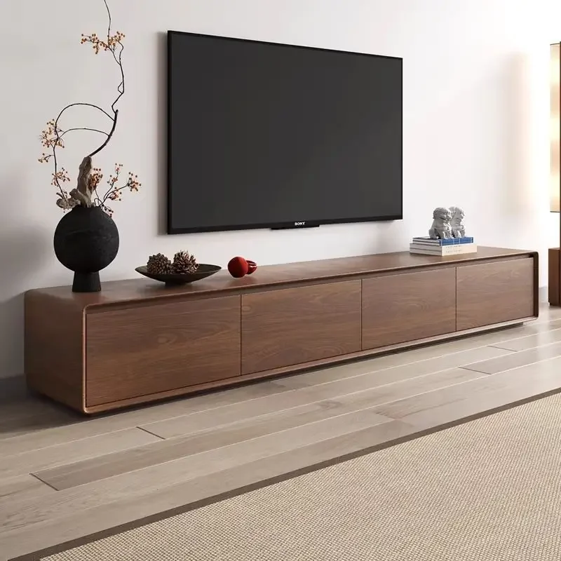 Solid wood TV cabinet coffee table combination living room home TV cabinet floor-to-ceiling audio-visual cabinet