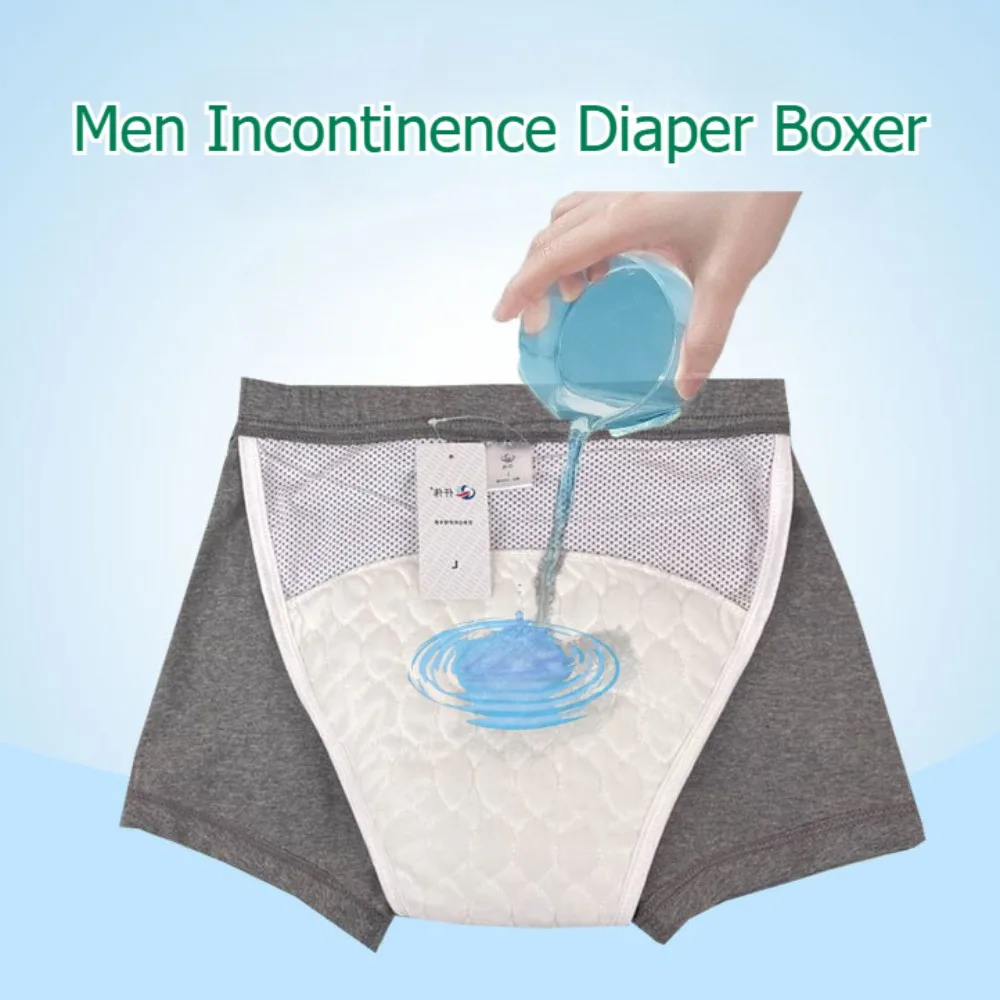 Anti-leakage Panties Men's Washable Diaper Underwear Cotton Elderly Pants Incontinence Patient Boxers Pants Leak-proof Boxers