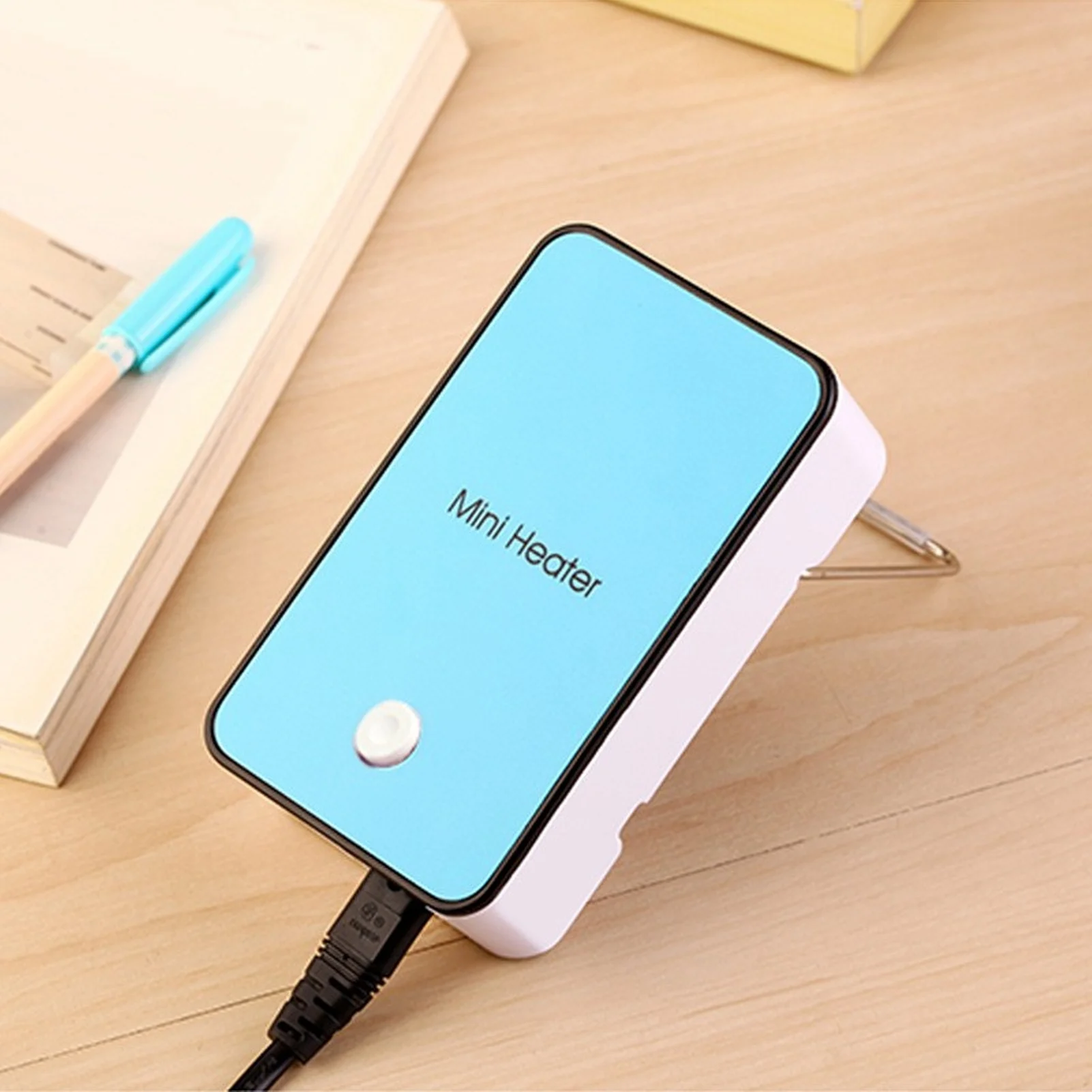 7.3X12.6X3.6cm سخان صغير سريع التدفئة منخفضة الضوضاء Miniwatt الأزرق المحمولة مكتب دفئا مع قوس الدورية لمكتب الغرفة