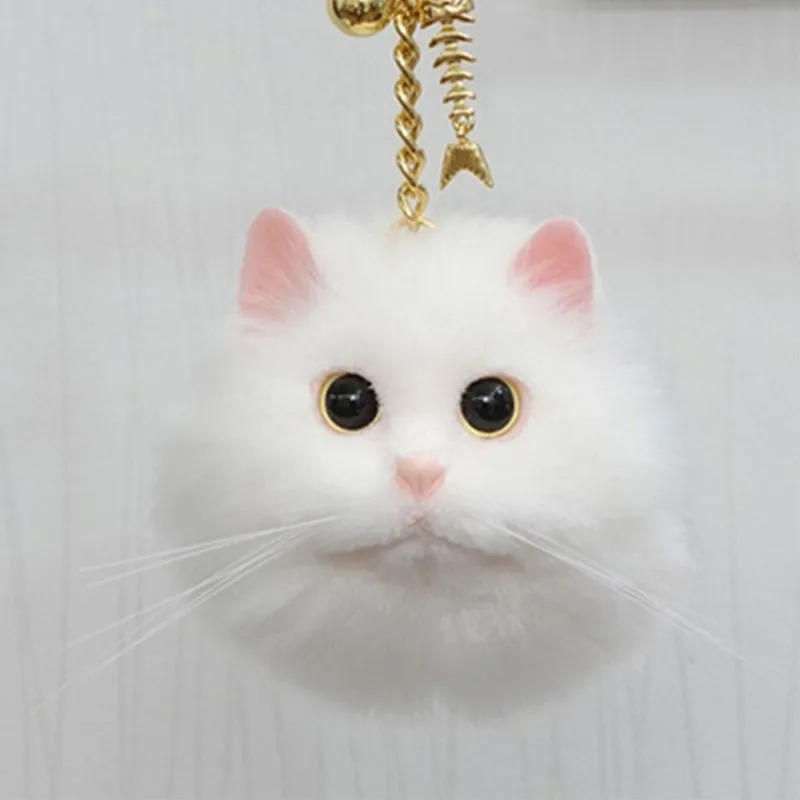 Kawaii New Simulation Cute Cat Pendant Lifelike Phone / Backpack Keychain Children\'s Outdoor Plush Toys Cartoon Birthday Gift