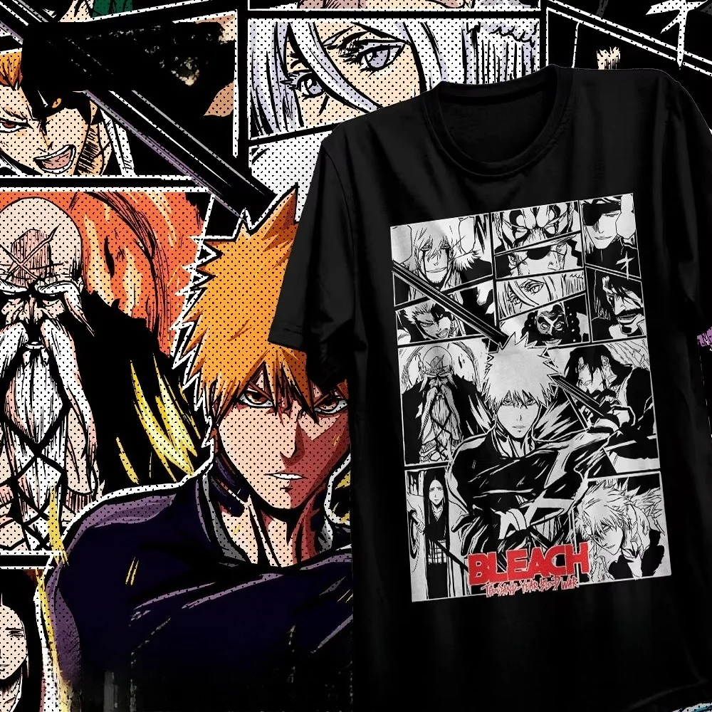 Bleach Thousand‑Year Blood War Manga Graphic T‑Shirt Ichigo Anime Print Unisex Short Sleeve Vintage Otaku Streetwear Casual Tops