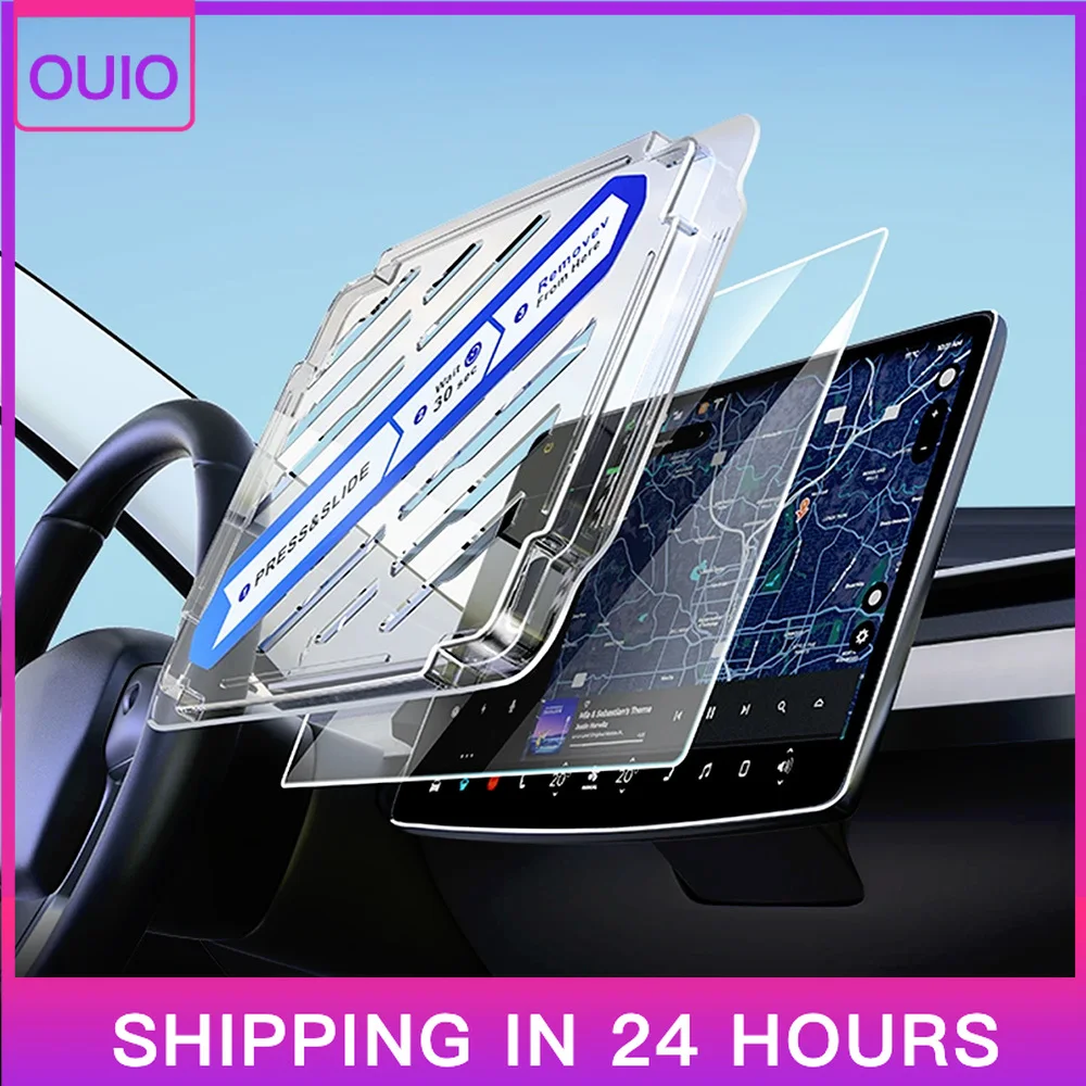 OUIO Screen Tempered Film for Tesla Model 3 Y 2020-2023 Automotive Interior Accessories Glass Protector Center Control Glare