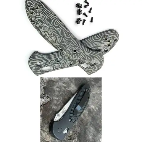 With Screws Fold Knife Micarta Handle Scales for Benchmade Griptilian 551 Knife Grip Replace Accessories Parts