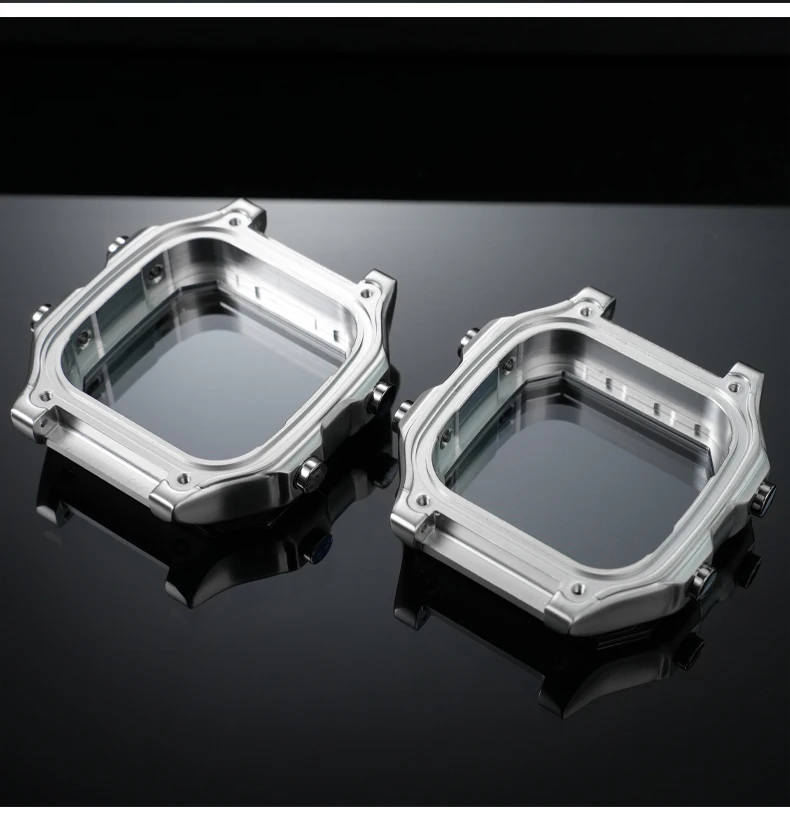 Für Casio 3299 AE-1200WH Uhrengehäuse, modifiziertes AE1200 Edelstahl-Uhrengehäuse, Metallgehäuse mit wasserdichtem Ring, Schwarz und Silber – Detail 11