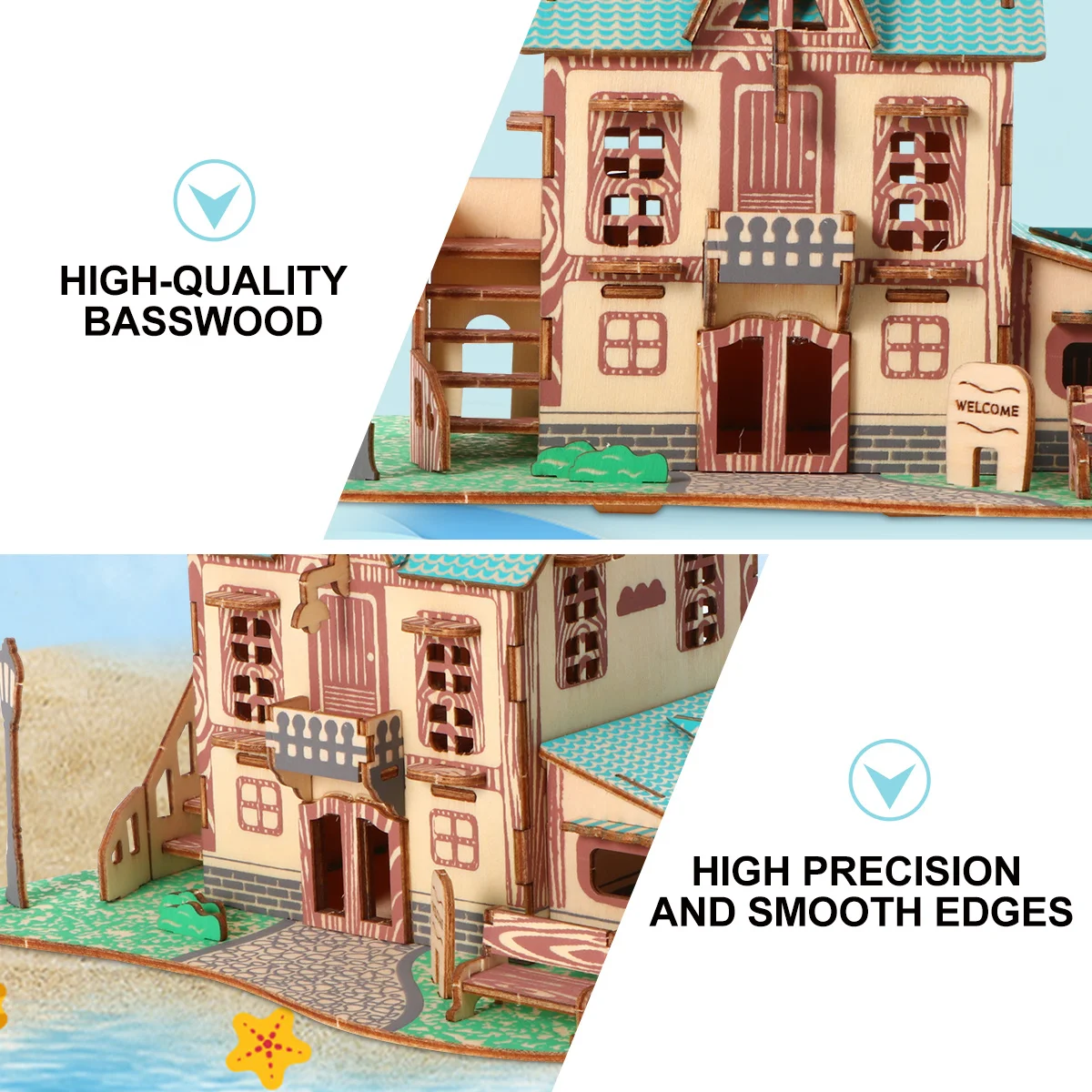 

3D Wooden Puzzle Brightly Colored Design Smooth Wood Educational Puzzle For Kids Hand Eye Coordination