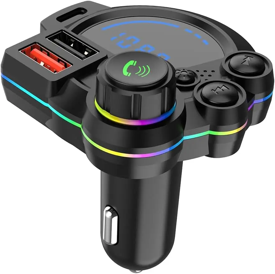 Bluetooth 5.3 FM Transmitter for car, car Bluetooth Adapter QC3.0 & PD20W,  Radio Receiver Hands-Free Calling LED Display