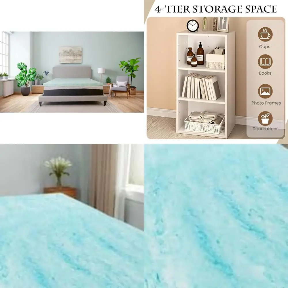 

Adjustable 3-Tier Wooden Small Bookshelf for Living Room, Bedroom, Office - White, Open Bookcase with Storage Shelves