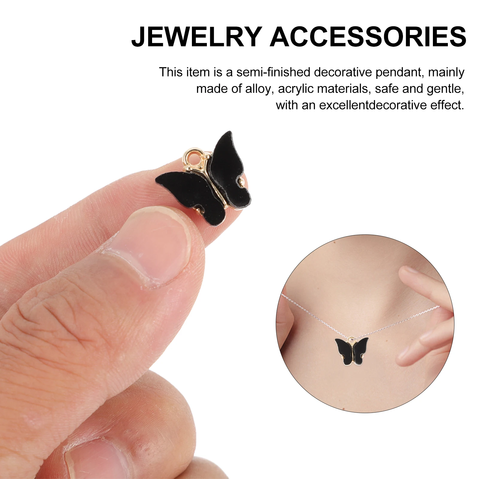

80Pcs Colorful Butterflies Charms Acrylic Alloy Semi-Finished DIY Pendants Jewelry Making Accessories Butterflies Pendant