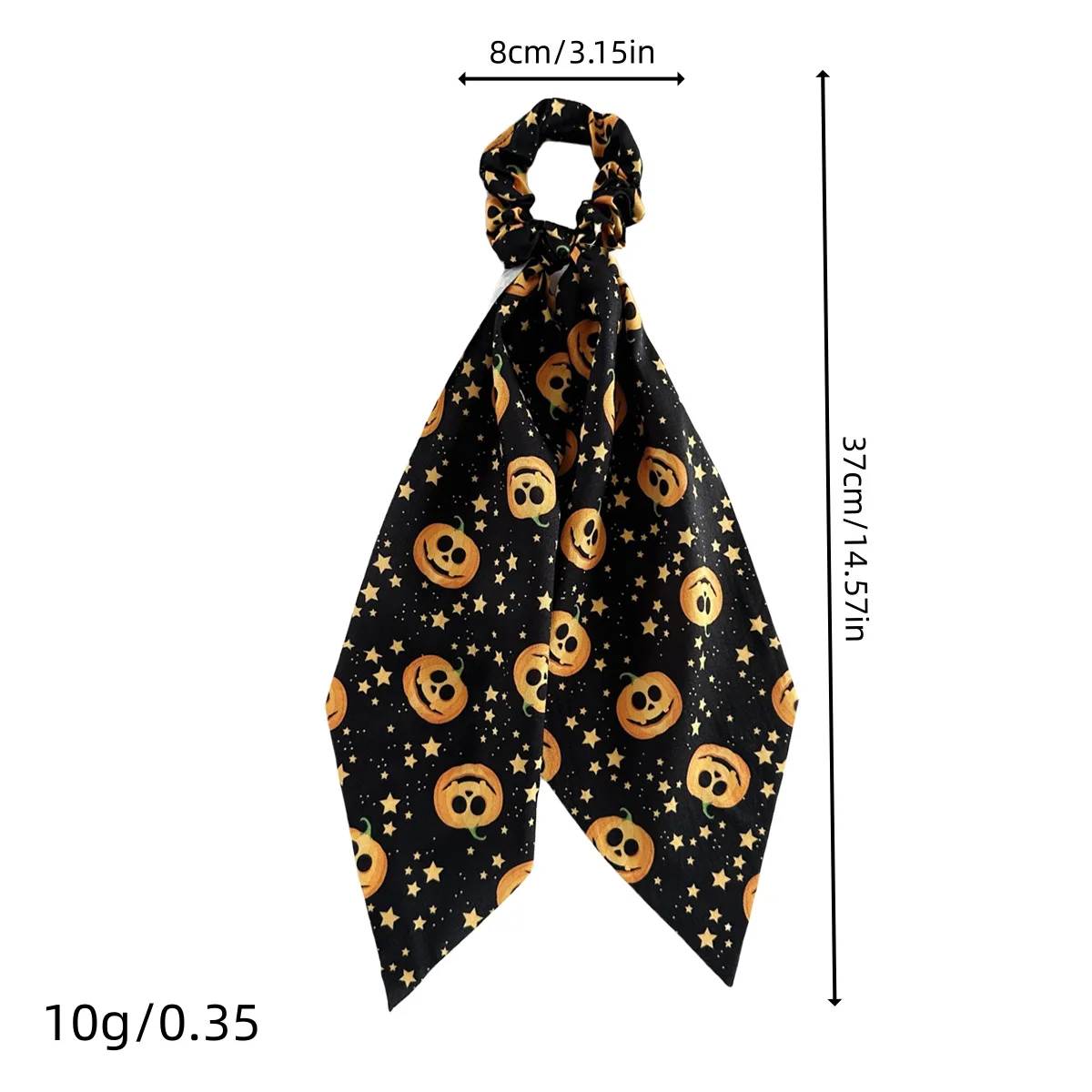 Halloween printed scarf, tight pants, pumpkin bat, spider web pattern, bow, women's long ribbon, holiday hair accessory view 2