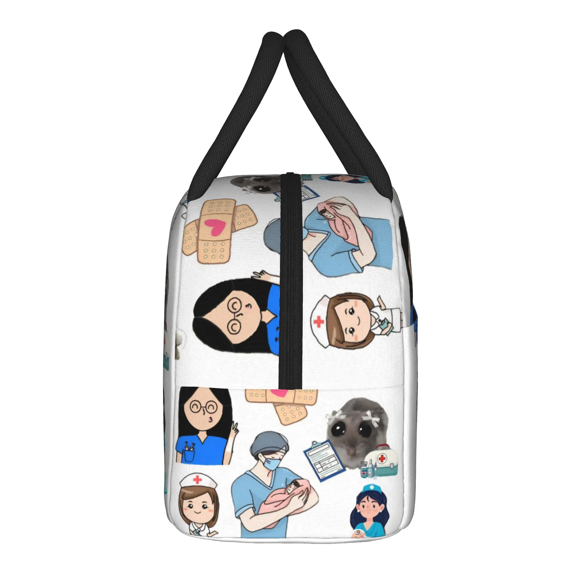 Enfermera En Apuros Medical Nurse And Doctor Lunch Bag Travel Lunch Box For Women Funny Print Tote Food Bags Oxford Cooler Bag