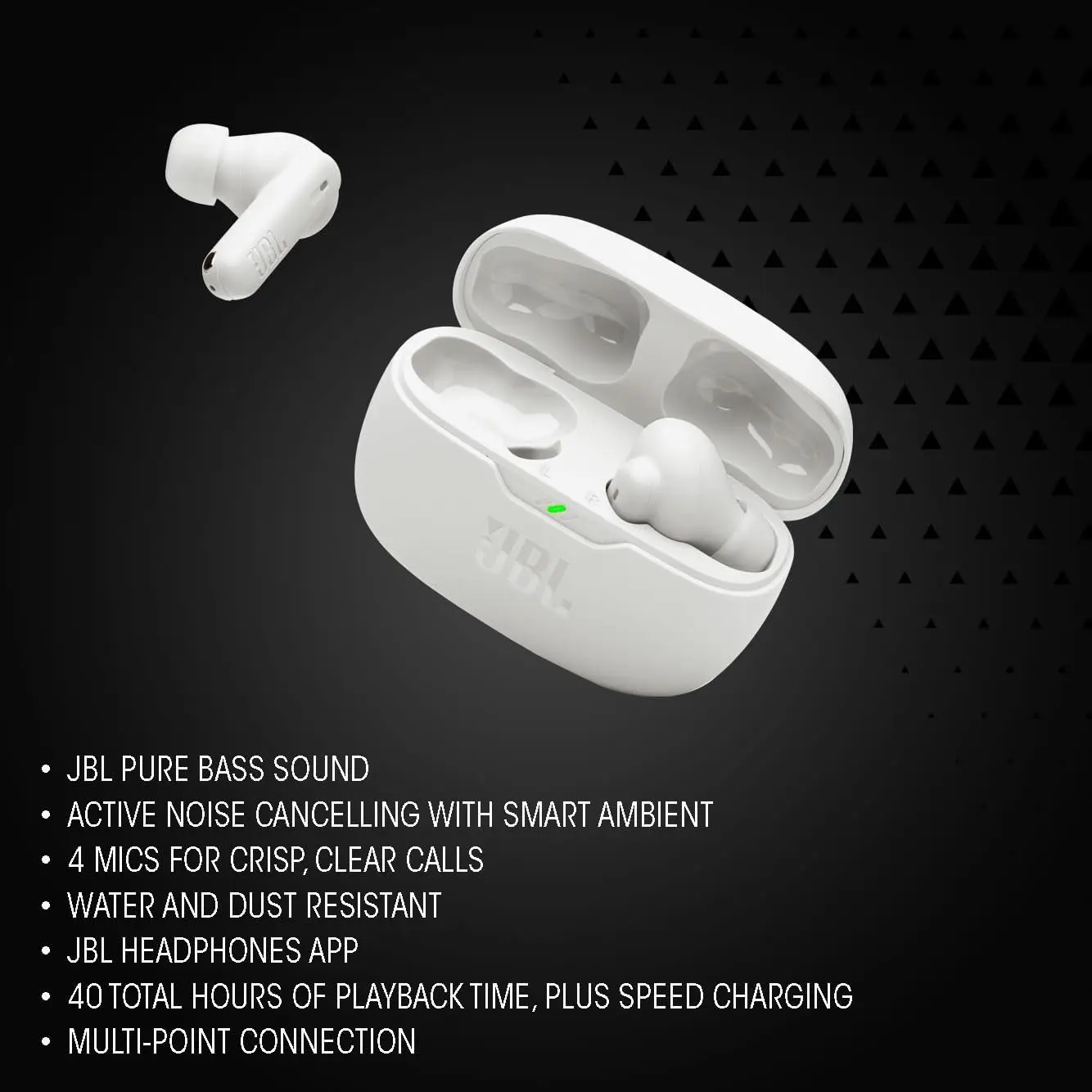 JBL WAVE BEAM 2 سماعة لاسلكية تعمل بالبلوتوث سماعة شبه داخل الأذن للحد من الضوضاء سماعات رياضية مقاومة للماء ملحقات الصوت المحمولة