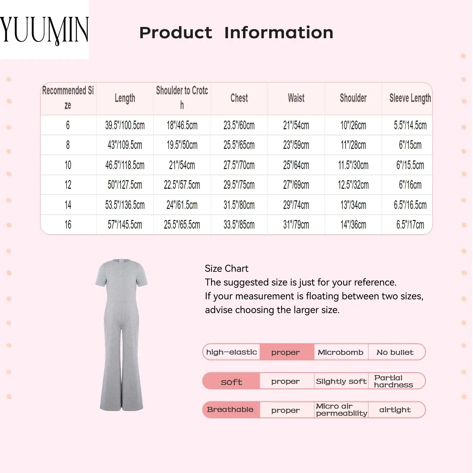 Jumpsuit Lengan Pendek Anti Lepas untuk Anak Perempuan, dengan Ritsleting Belakang Tak Terlihat dan Model Bell Bottom, untuk Perawatan Kebutuhan Khusus
