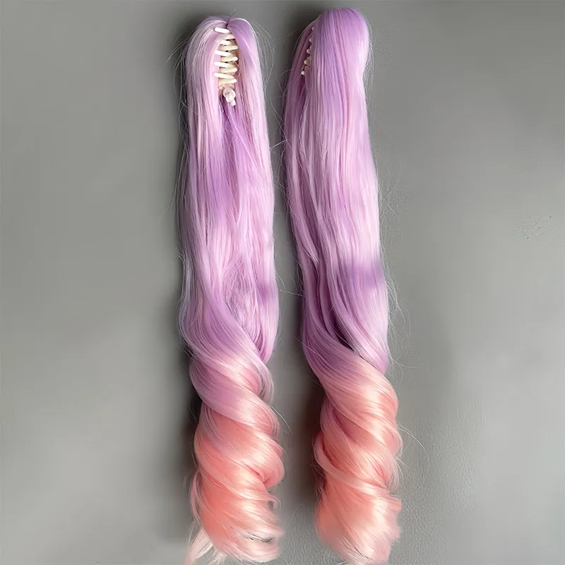 Customization Action Figures Gradient Color Roman Roll Soft Silk Length 25cm Detachable Wig Clip Model for Scene Decor Gift