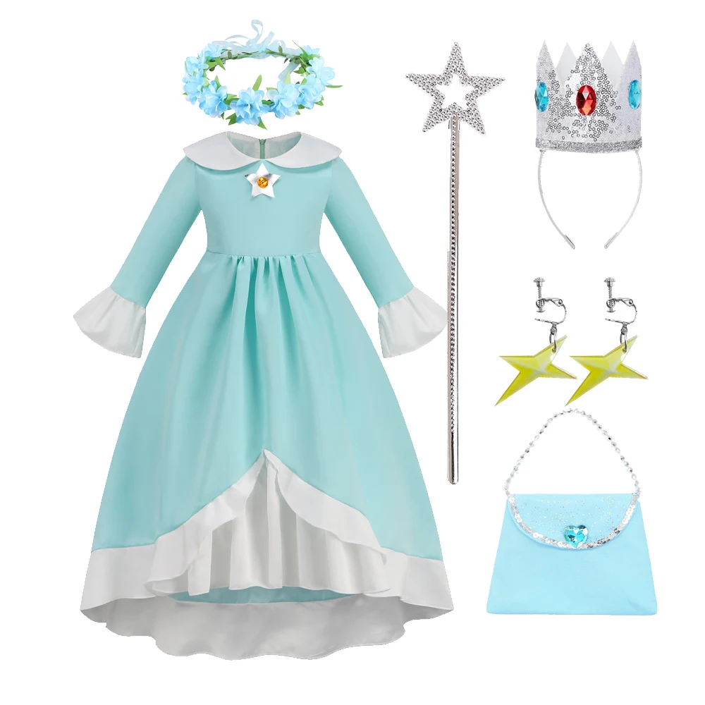 Rosalina Cosplay Costume para crianças, Game Playing roupas para meninas, roupas fantasia para festa, Peach e Daisy, princesa fantasia vestido para crianças