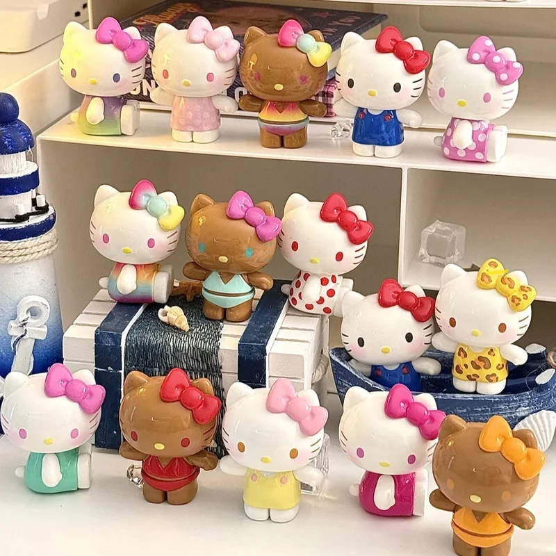 New Hello Kitty Summer Rainbow Candy Series Blind Box Mini Kawaii Action Figures Decor Surprise Bags Ornaments Collectible Gifts
