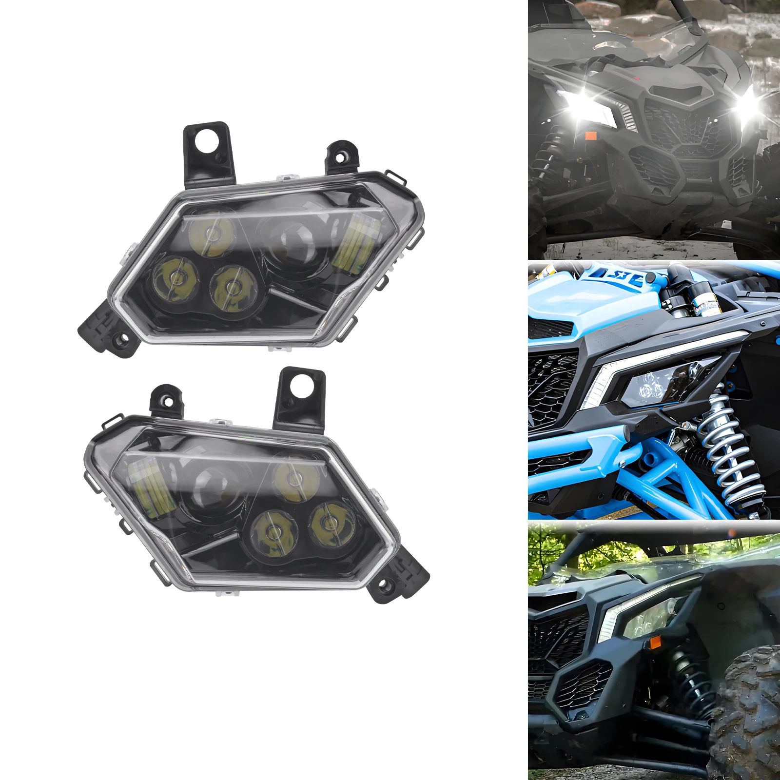 Motorcycle Smoke Lens Sport Style LED Headlight Clear Lens Headlamp For Can Am Maverick X3 Max Turbo R XDS/Turbo R 2018-2024