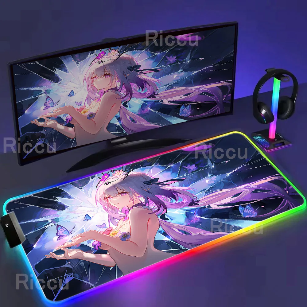 

Aniem Girl RGB коврик для мыши Honkai Star Rail Castorice коврик для мыши сексуальная красивая девушка компьютерная игра нескользящий коврик для мыши клавиатура ПК настольный коврик